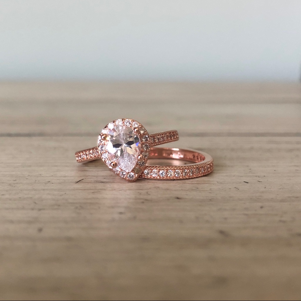 Rose Gold Plated Wedding Set Size 6